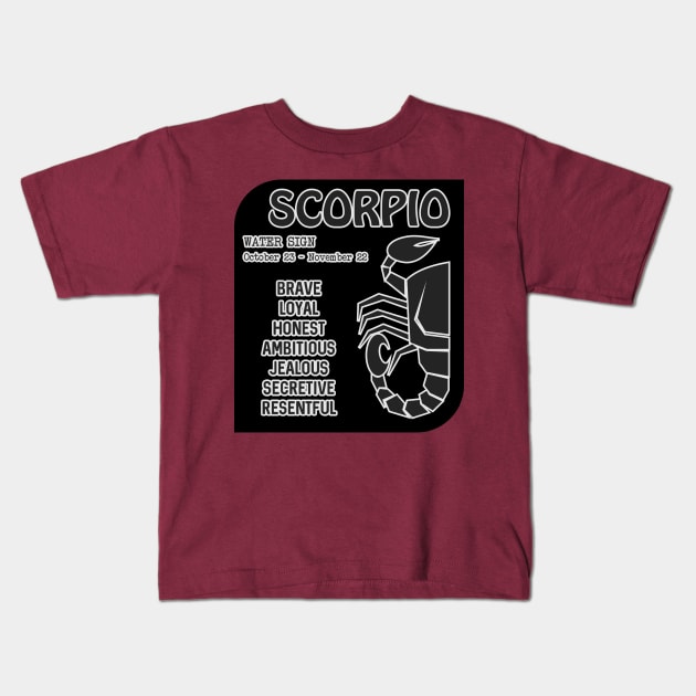 Zodiac Scorpio Kids T-Shirt by Markyartshop